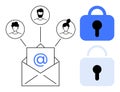 Secure Email Communication with Connections and Lock Symbols Royalty Free Stock Photo