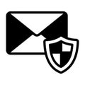 Secure email icon. Safe mobile mail, email sign with shield. Cyber security vector icon Royalty Free Stock Photo