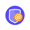 secure email, mail protection icon, flat vector Royalty Free Stock Photo