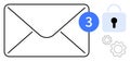 Secure Email Notification with Lock Icon and Gear Settings Indicating Privacy and Updates Royalty Free Stock Photo