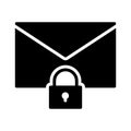 Secure email glyph flat vector icon