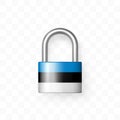 Secure enclosed padlock with the image of the flag of Estonia. Isolated on checkered background. Lock icon. Data protection,