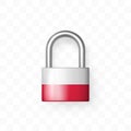 Secure enclosed padlock with the image of the flag of Poland. Isolated on checkered background. Lock icon. Data protection,