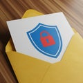 Secure envelope with shield and padlock symbol for data protection and confidentiality Royalty Free Stock Photo