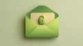 Secure File Transfer Graphic Features Green Lock Icon Over Email Attachment for Safe Communication Royalty Free Stock Photo