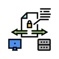 Secure file upload computer server color icon vector illustration