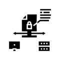 secure file upload computer server glyph icon vector illustration