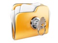 Secure files. Folder with Key.