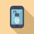 Secure fingerprint access icon flat vector. Modern phone unlock