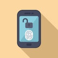 Secure fingerprint access icon flat vector. Modern phone unlock Royalty Free Stock Photo