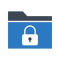 Secure folder glyphs color vector icon Royalty Free Stock Photo