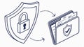 Secure folder with shield and lock, data privacy, file protection, security system vector design Generative AI