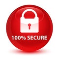 100% secure glassy red round button Royalty Free Stock Photo