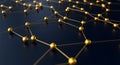 Secure Global Connectivity: Golden Network Structure Representing AI, Data, and High-Tech Business Solutions. Royalty Free Stock Photo