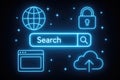Secure global online search and cloud upload Royalty Free Stock Photo