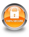 100% secure glossy orange round button Royalty Free Stock Photo