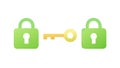 Secure Green Locks with Key for Digital Privacy, vector design Generative AI Royalty Free Stock Photo