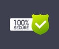 100 Secure grunge vector icon. Badge or button for commerce website. Vector illustration. Royalty Free Stock Photo