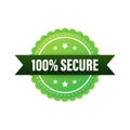 100 Secure grunge vector icon. Badge or button for commerce website. Vector stock illustration. Royalty Free Stock Photo