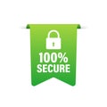 100 Secure grunge vector icon. Badge or button for commerce website. Vector stock illustration. Royalty Free Stock Photo