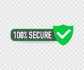 100 Secure grunge vector icon. Badge or button for commerce website. Vector illustration. Royalty Free Stock Photo