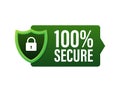 100 Secure grunge vector icon. Badge or button for commerce website. Vector stock illustration. Royalty Free Stock Photo