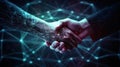 A secure handshake symbolizing the establishment of trusted access protocols created with Generative AI Royalty Free Stock Photo