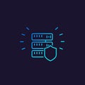 Secure hosting, server vector line icon Royalty Free Stock Photo