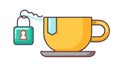 Secure Hot Beverage Padlock Icon with Tea Cup Vector, vector design Generative AI Royalty Free Stock Photo
