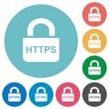 Secure http protocol flat round icons