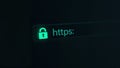 Secure HTTPS connection padlock icon glowing in browser address bar cybersecurity concept Royalty Free Stock Photo