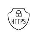Secure HTTPS, icon in line design. Secure, HTTPS, protocol, encryption, website, protection, SSL on white background