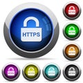 Secure https protocol round glossy buttons