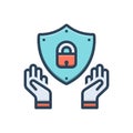 Color illustration icon for Secure, protected and insurance
