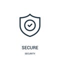 secure icon vector from security collection. Thin line secure outline icon vector illustration