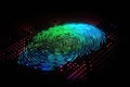 Secure Identity Illuminated Neon Fingerprint Symbolizing Identification and Cyber Security.. created with Generative AI Royalty Free Stock Photo