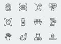 Secure identity verification systems icons in thin line style