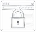 Secure internet browsing concept with padlock symbol on a web page interface Royalty Free Stock Photo
