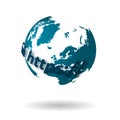 Secure internet connection concept. Secure communication with encrypted traffic. Globe with continents on a white background.