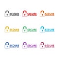 Secure internet connection SSL color icon set isolated on white background