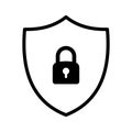 Secure internet icon. Shield with padlock, symbol security protection web