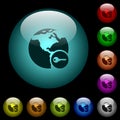 Secure internet surfing icons in color illuminated glass buttons