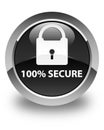 100% secure glossy black round button Royalty Free Stock Photo