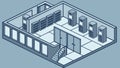 Secure Isometric Data Center Building Exterior, vector design Generative AI Royalty Free Stock Photo