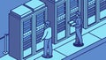 Secure Isometric Server Room with Technician at Work, vector design Generative AI Royalty Free Stock Photo