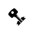 Secure Key Silhouette, Lock or Unlock Device. Flat Vector Icon illustration. Simple black symbol on white background. Secure Key Royalty Free Stock Photo