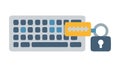 Secure Keyboard with Lock, Cybersecurity & Data Safety. vector design Generative AI Royalty Free Stock Photo