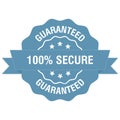 100 secure label. Guarantee rubber stamp sign. Vector illustration Royalty Free Stock Photo