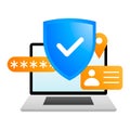 Secure laptop locked. Data, pirvate information protection and confidentiality concept. Vector illustration.