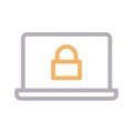 Secure laptop thin line color vector icon
